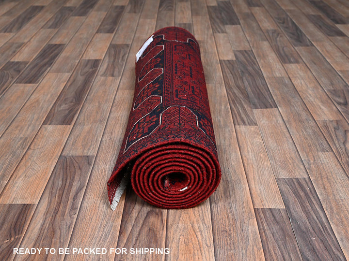 2'9" x 9'7" New Hand Knotted Red Wool Runner Oriental Rug - MOA1022487