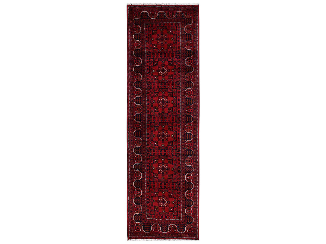 2'9" x 9'8" New Hand Knotted Red Wool Runner Oriental Rug - MOA1022488
