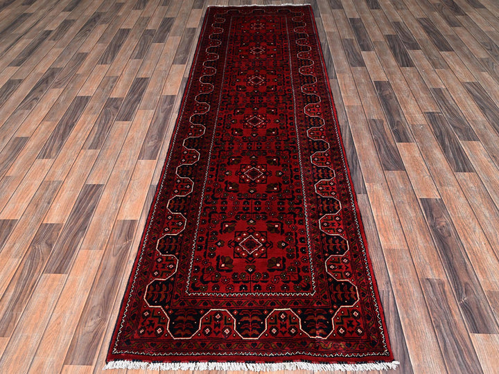 2'9" x 9'8" New Hand Knotted Red Wool Runner Oriental Rug - MOA1022488