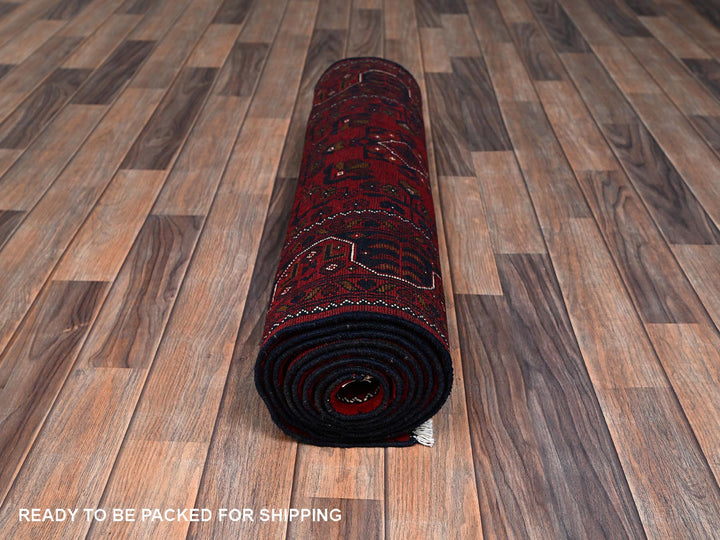 2'9" x 9'8" New Hand Knotted Red Wool Runner Oriental Rug - MOA1022488