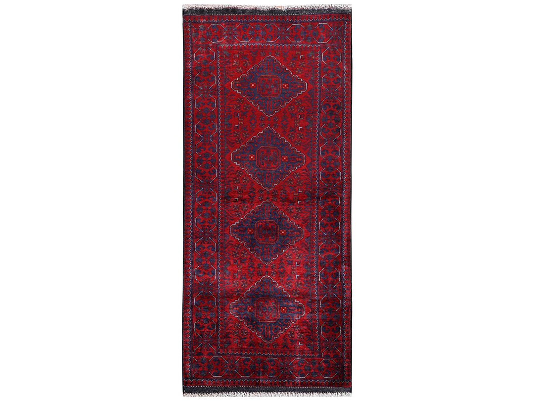 2'10" x 6'9" New Hand Knotted Red Wool Runner Oriental Rug - MOA1022489