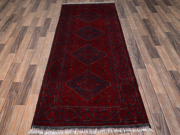 2'10" x 6'9" New Hand Knotted Red Wool Runner Oriental Rug - MOA1022489