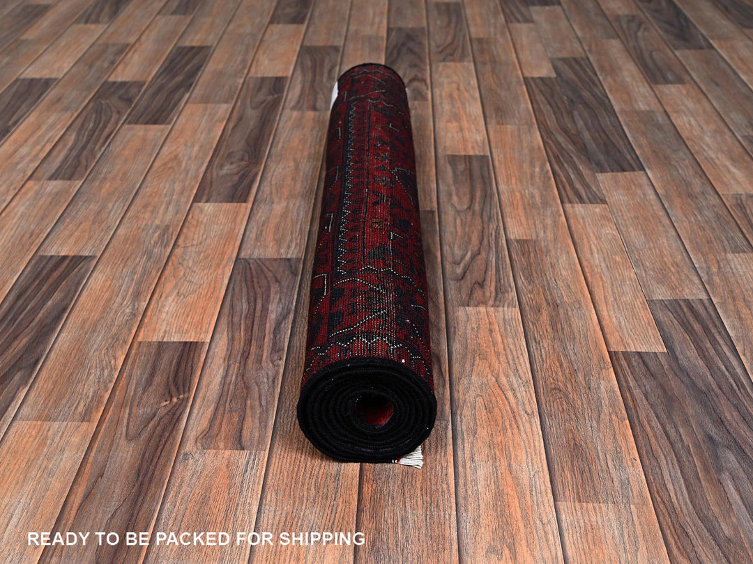 2'10" x 6'9" New Hand Knotted Red Wool Runner Oriental Rug - MOA1022489