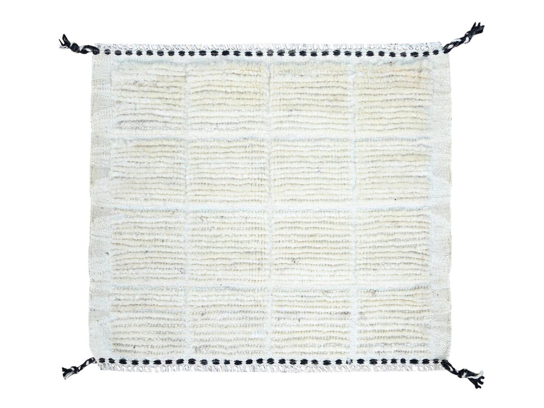 1'8" x 2'0" New Hand Knotted Ivory Wool Square Oriental Rug - MOA102248