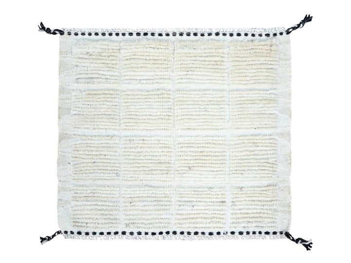 1'8" x 2'0" New Hand Knotted Ivory Wool Square Oriental Rug - MOA102248