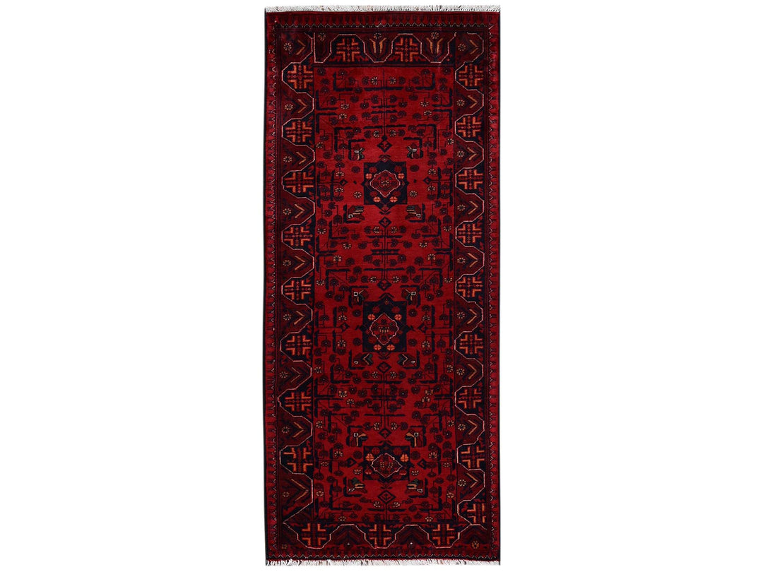 2'5" x 5'11" New Hand Knotted Red Wool Runner Oriental Rug - MOA1022490