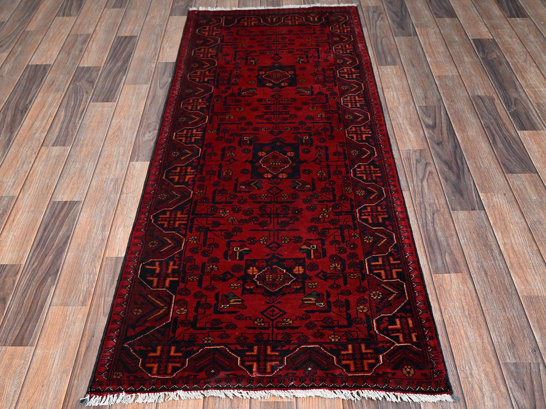 2'5" x 5'11" New Hand Knotted Red Wool Runner Oriental Rug - MOA1022490