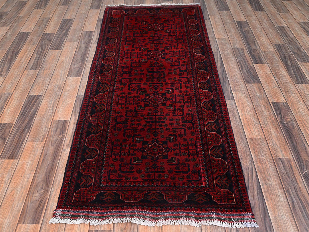 2'8" x 6'4" New Hand Knotted Red Wool Runner Oriental Rug - MOA1022491