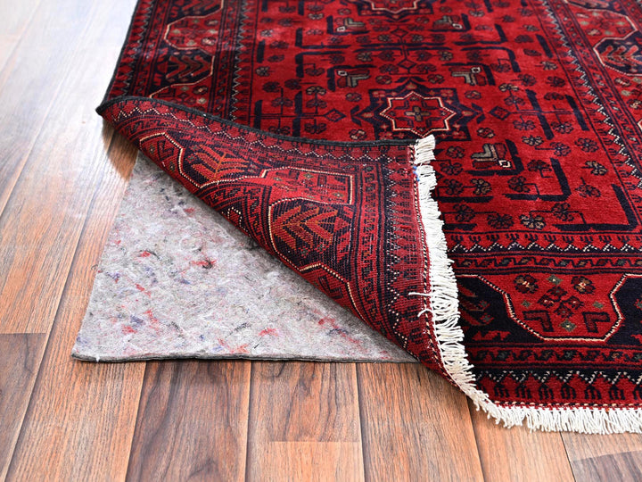 2'9" x 4'1" New Hand Knotted Red Wool Rectangle Oriental Rug - MOA1022492