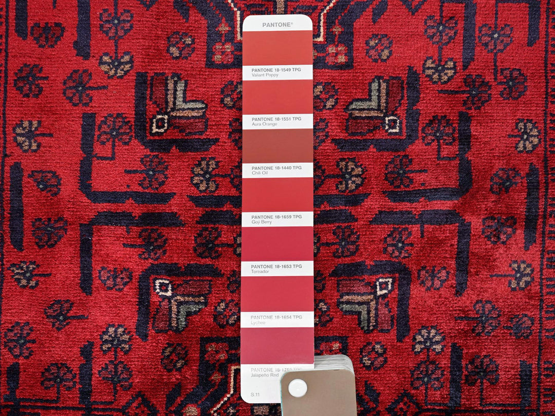 2'9" x 4'1" New Hand Knotted Red Wool Rectangle Oriental Rug - MOA1022492