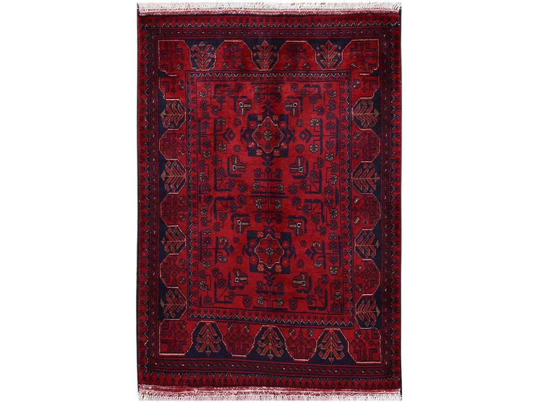 2'8" x 3'11" New Hand Knotted Red Wool Rectangle Oriental Rug - MOA1022493