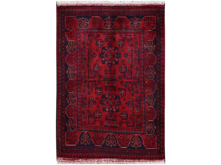 2'8" x 3'11" New Hand Knotted Red Wool Rectangle Oriental Rug - MOA1022493
