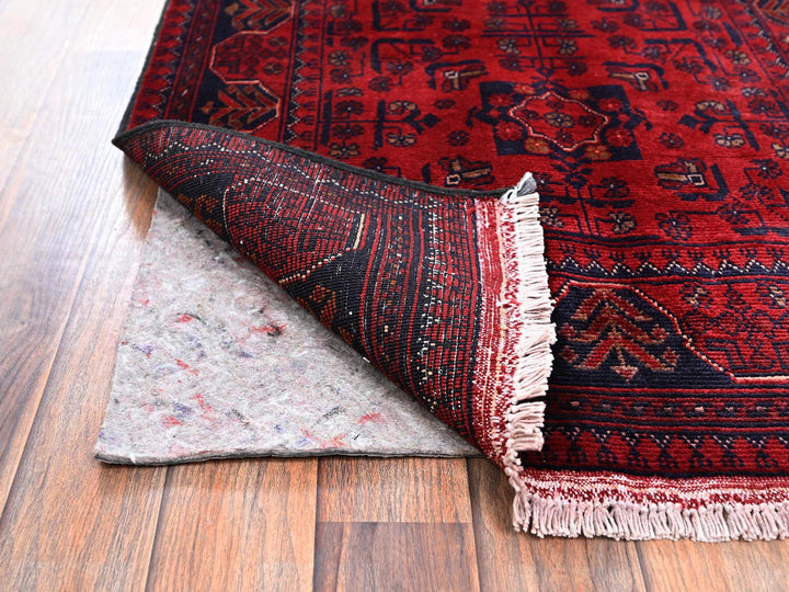 2'8" x 3'11" New Hand Knotted Red Wool Rectangle Oriental Rug - MOA1022493
