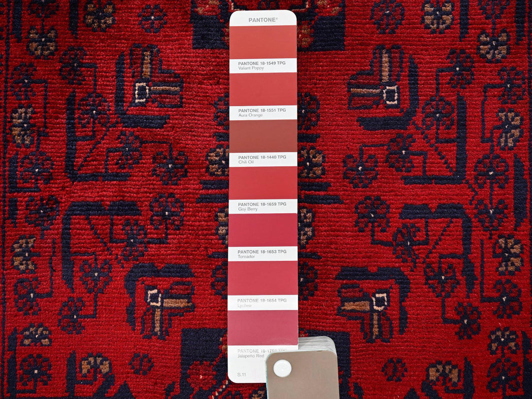 2'8" x 3'11" New Hand Knotted Red Wool Rectangle Oriental Rug - MOA1022493
