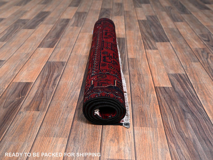 2'8" x 3'11" New Hand Knotted Red Wool Rectangle Oriental Rug - MOA1022493