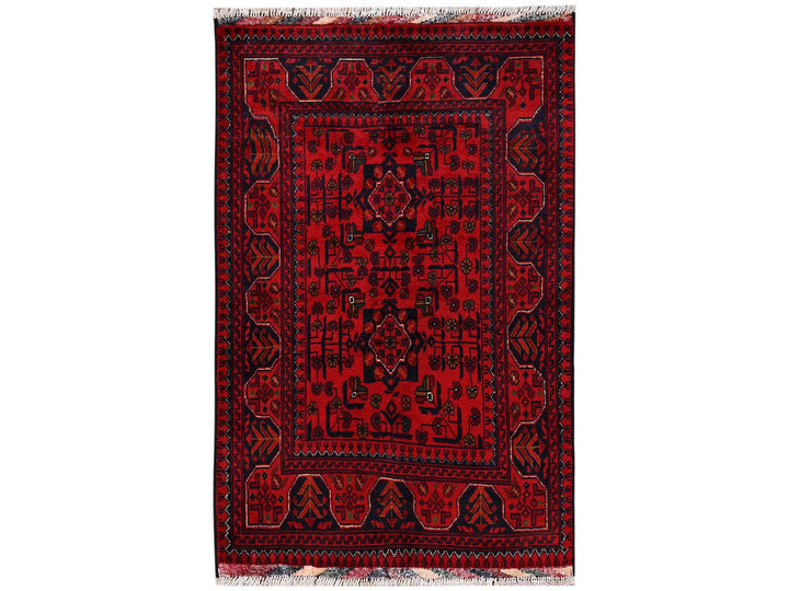 2'8" x 4'0" New Hand Knotted Red Wool Rectangle Oriental Rug - MOA1022494