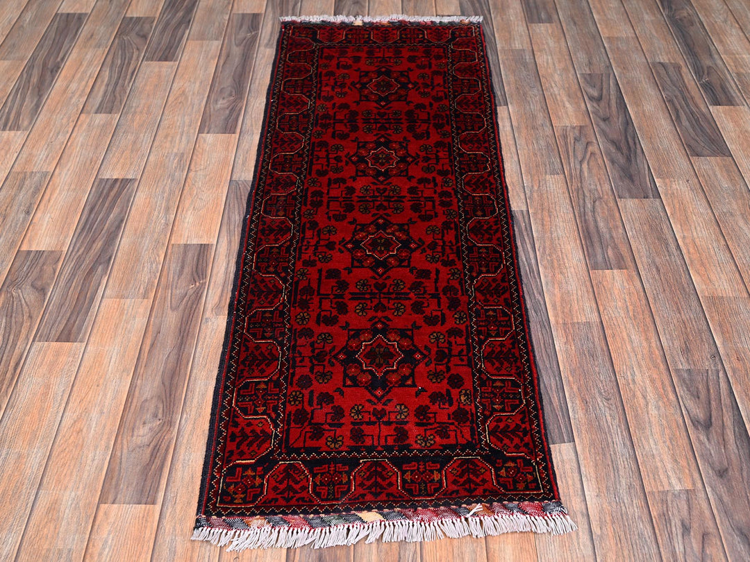 1'9" x 4'11" New Hand Knotted Red Wool Runner Oriental Rug - MOA1022495