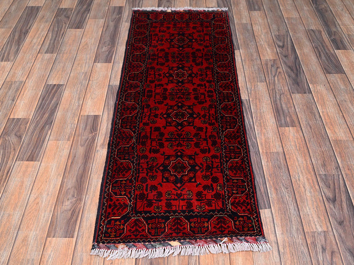 1'9" x 4'11" New Hand Knotted Red Wool Runner Oriental Rug - MOA1022495