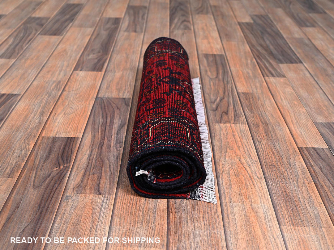 1'9" x 4'11" New Hand Knotted Red Wool Runner Oriental Rug - MOA1022495