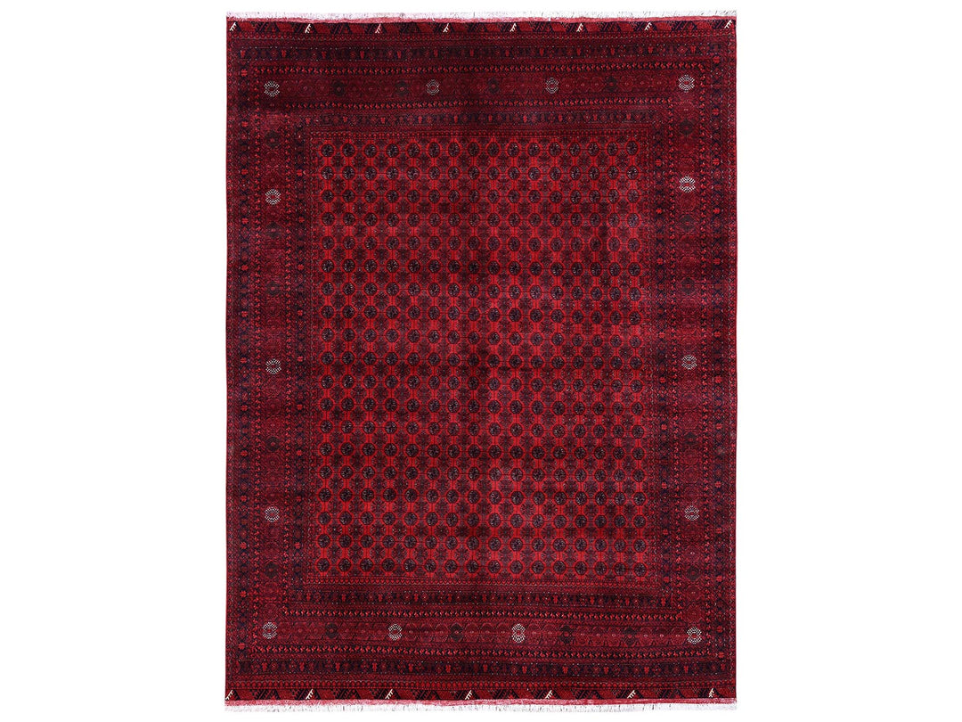8'3" x 11'1" New Hand Knotted Red Wool Rectangle Oriental Rug - MOA1022496