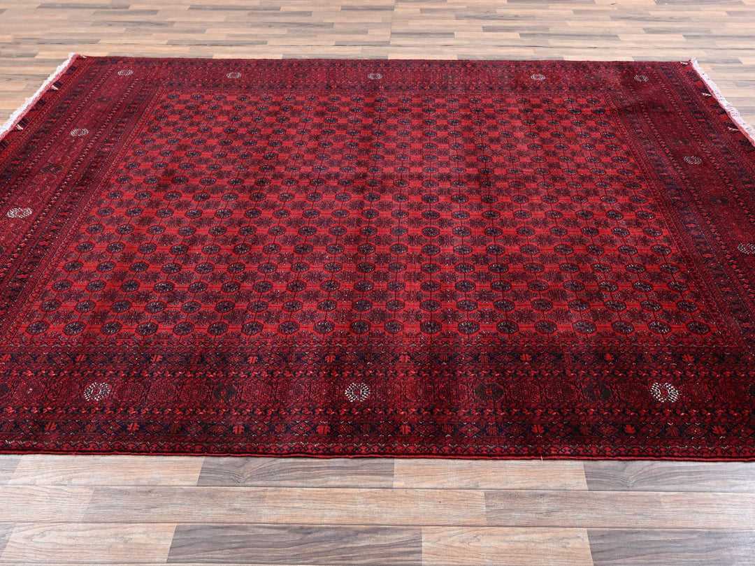 8'3" x 11'1" New Hand Knotted Red Wool Rectangle Oriental Rug - MOA1022496