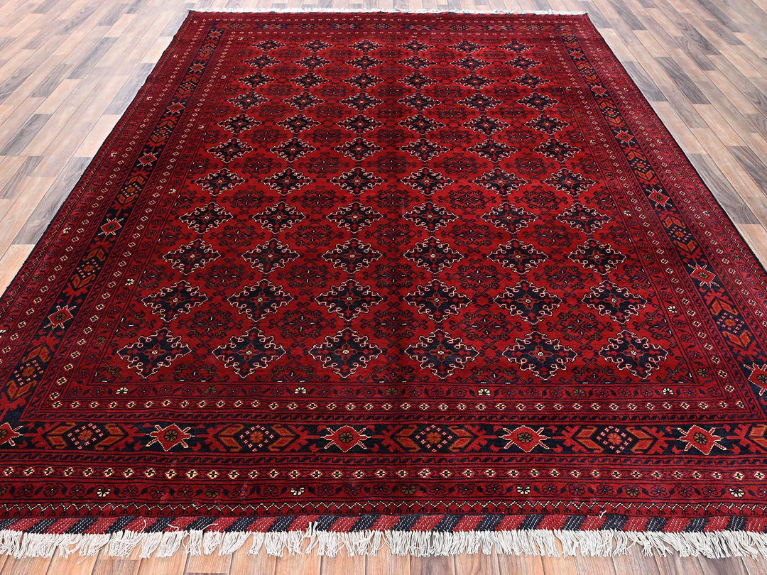 8'2" x 11'0" New Hand Knotted Red Wool Rectangle Oriental Rug - MOA1022497