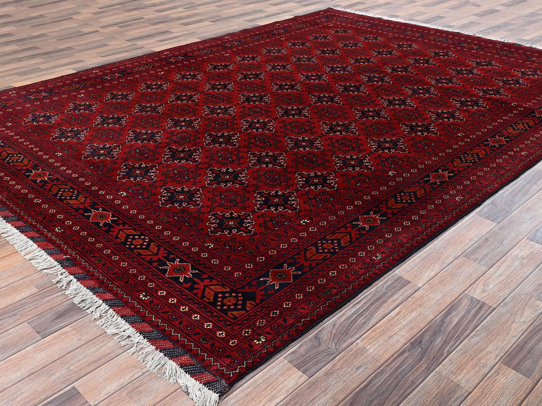 8'2" x 11'0" New Hand Knotted Red Wool Rectangle Oriental Rug - MOA1022497