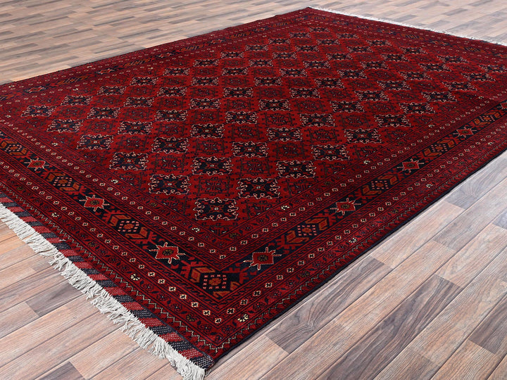8'2" x 11'0" New Hand Knotted Red Wool Rectangle Oriental Rug - MOA1022497