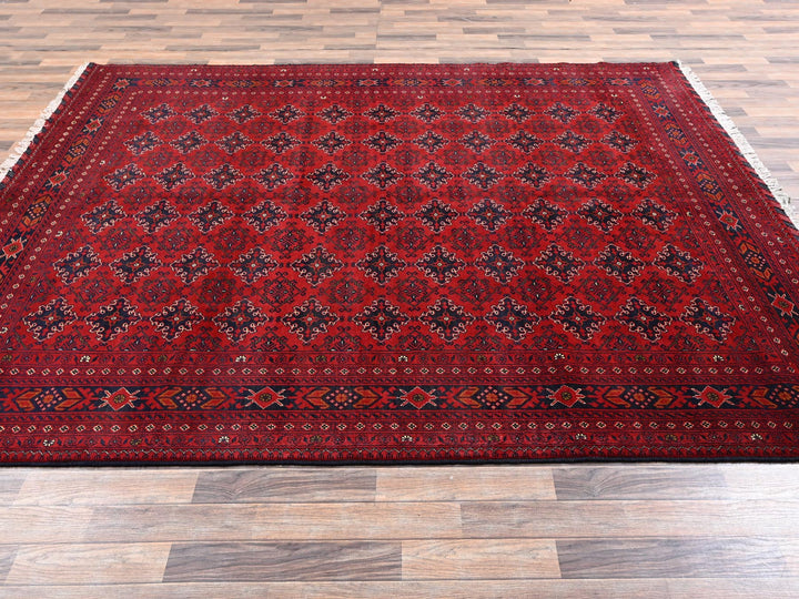 8'2" x 11'0" New Hand Knotted Red Wool Rectangle Oriental Rug - MOA1022497
