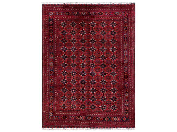 8'2" x 11'0" New Hand Knotted Red Wool Rectangle Oriental Rug - MOA1022499