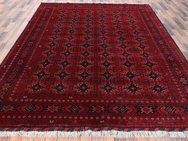 8'2" x 11'0" New Hand Knotted Red Wool Rectangle Oriental Rug - MOA1022499