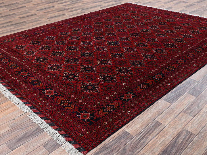 8'2" x 11'0" New Hand Knotted Red Wool Rectangle Oriental Rug - MOA1022499