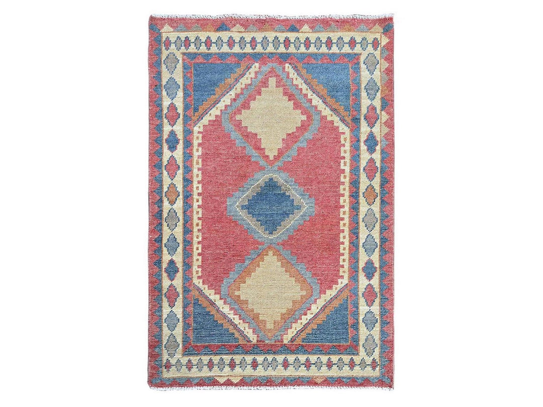 2'9" x 4'9" New Hand Knotted Pink Wool Rectangle Oriental Rug - MOA102249