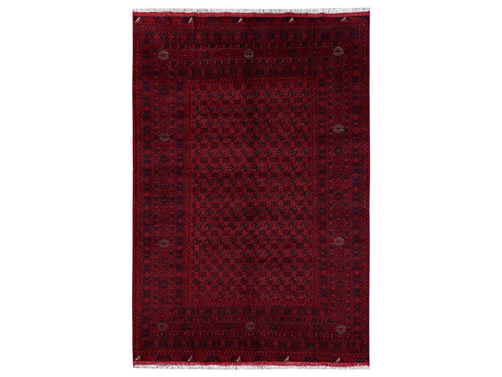 6'5" x 9'5" New Hand Knotted Red Wool Rectangle Oriental Rug - MOA1022502