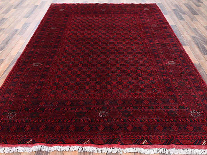 6'5" x 9'5" New Hand Knotted Red Wool Rectangle Oriental Rug - MOA1022502