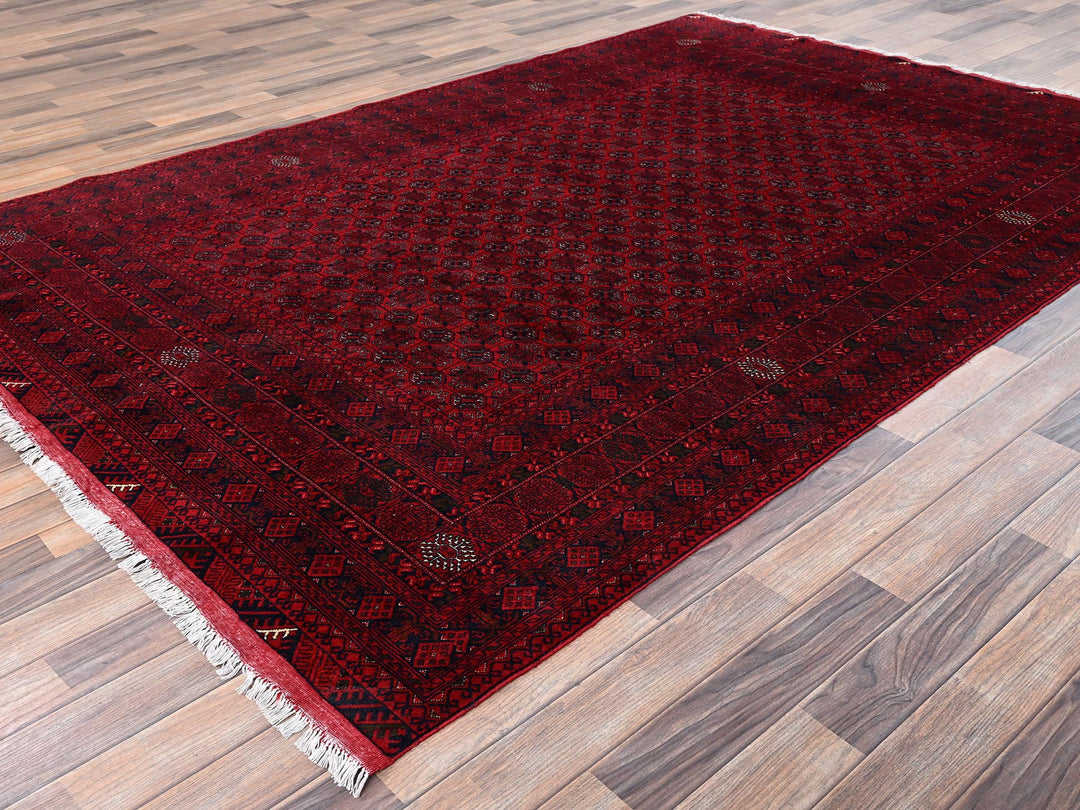 6'5" x 9'5" New Hand Knotted Red Wool Rectangle Oriental Rug - MOA1022502