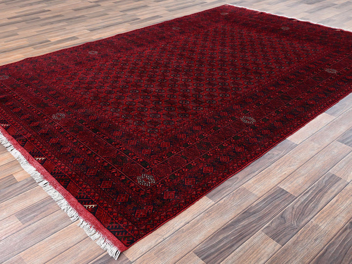 6'5" x 9'5" New Hand Knotted Red Wool Rectangle Oriental Rug - MOA1022502