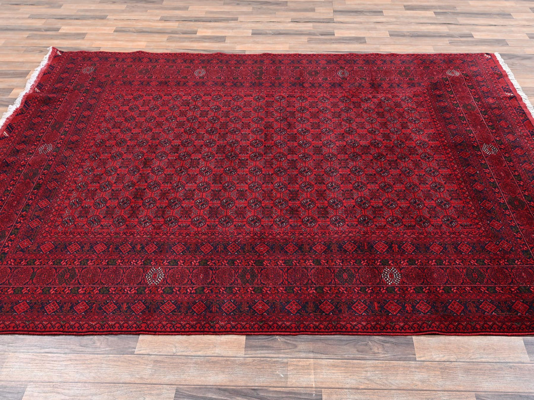 6'5" x 9'5" New Hand Knotted Red Wool Rectangle Oriental Rug - MOA1022502