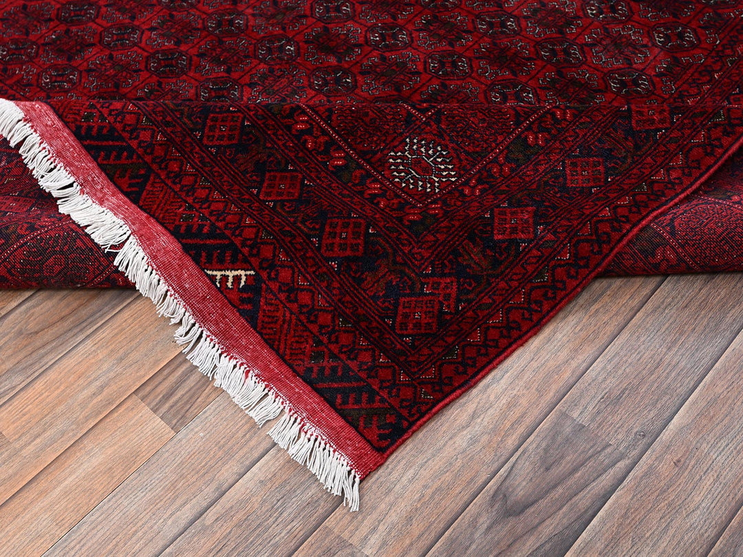 6'5" x 9'5" New Hand Knotted Red Wool Rectangle Oriental Rug - MOA1022502