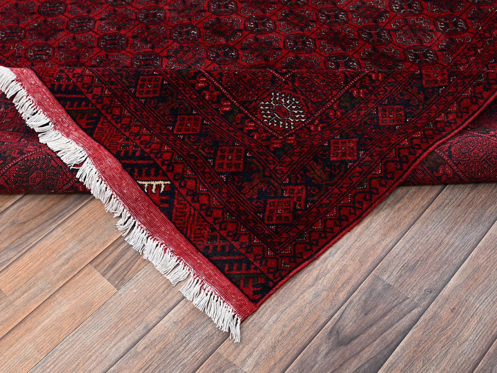6'5" x 9'5" New Hand Knotted Red Wool Rectangle Oriental Rug - MOA1022502