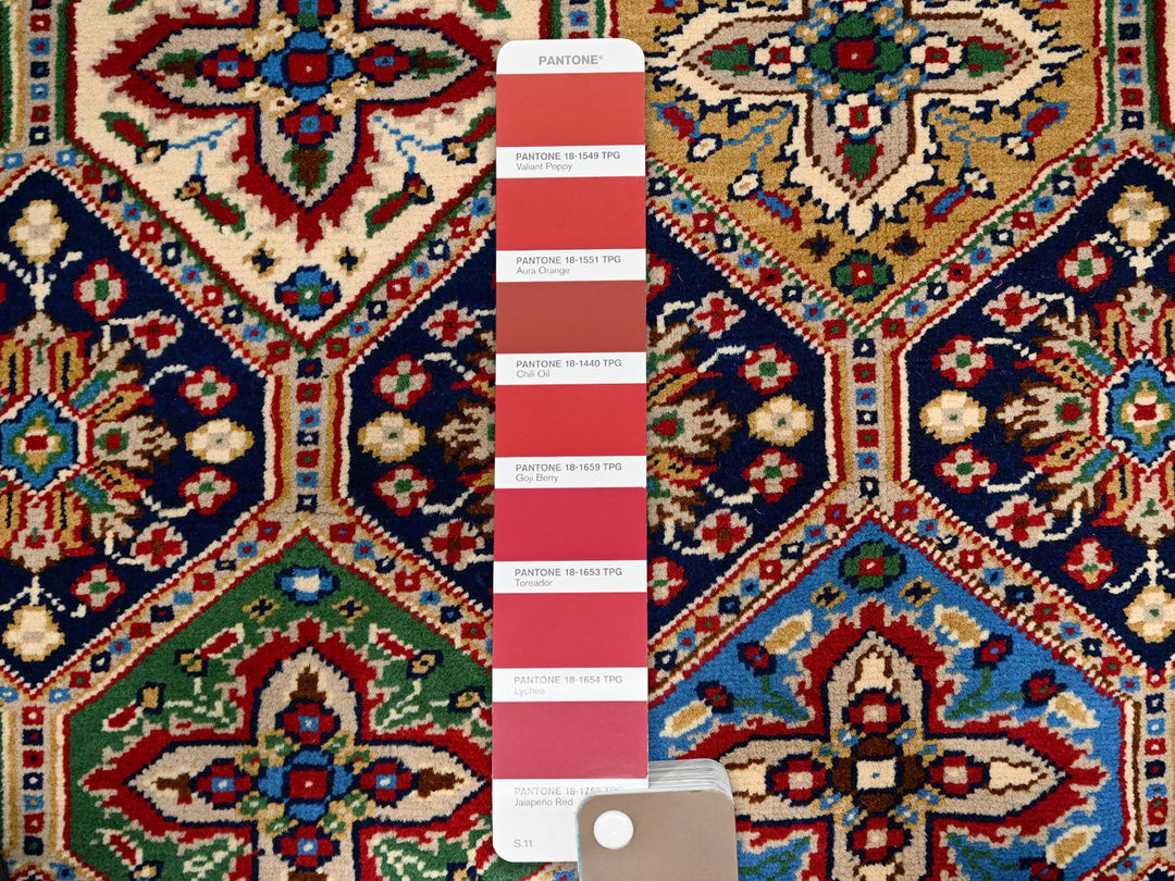 4'2" x 4'4" New Hand Knotted Multicolored Wool Square Oriental Rug - MOA1022503