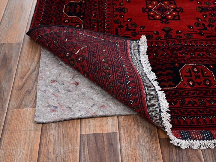 6'7" x 9'9" New Hand Knotted Red Wool Rectangle Oriental Rug - MOA1022504