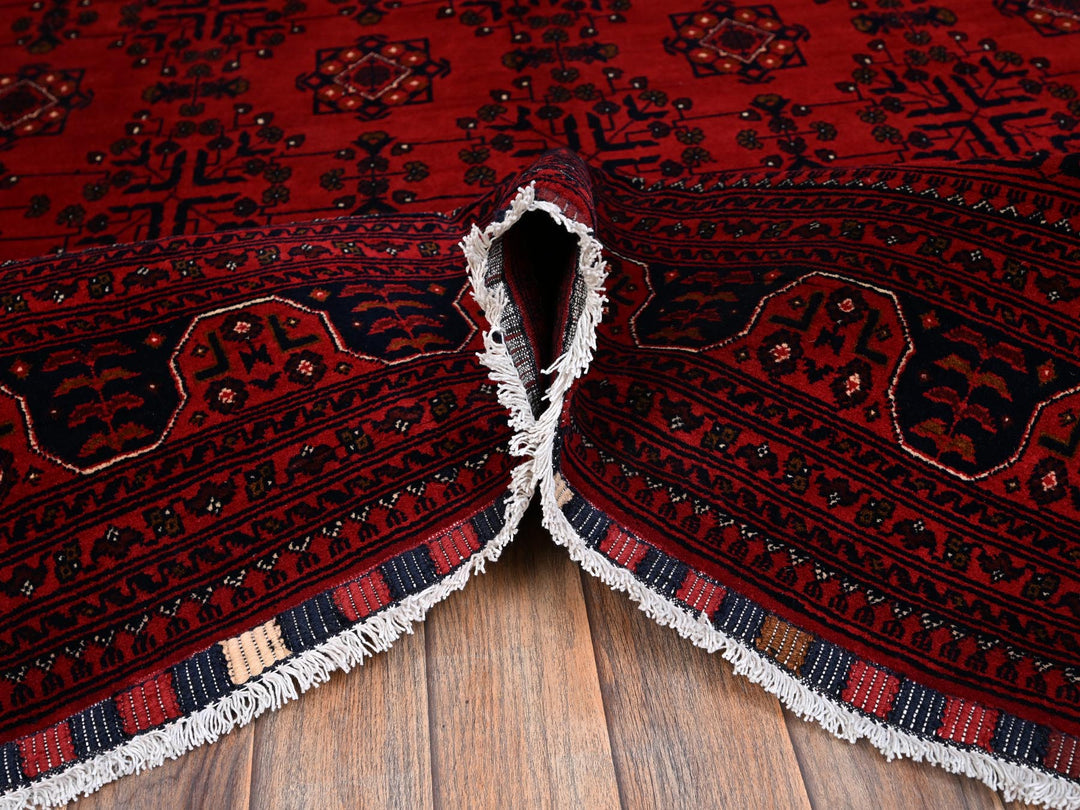 6'7" x 9'9" New Hand Knotted Red Wool Rectangle Oriental Rug - MOA1022504