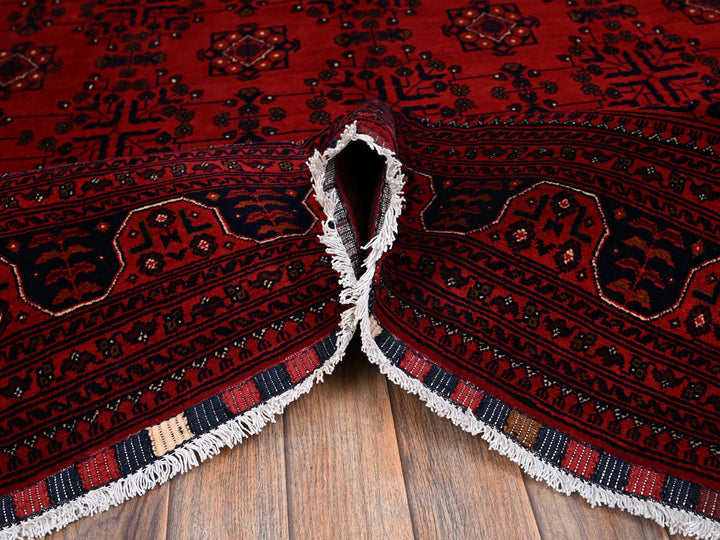 6'7" x 9'9" New Hand Knotted Red Wool Rectangle Oriental Rug - MOA1022504