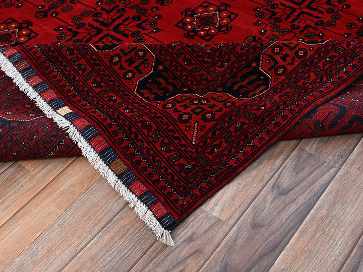 6'7" x 9'9" New Hand Knotted Red Wool Rectangle Oriental Rug - MOA1022504