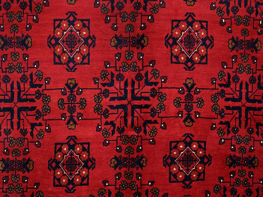 6'7" x 9'9" New Hand Knotted Red Wool Rectangle Oriental Rug - MOA1022504