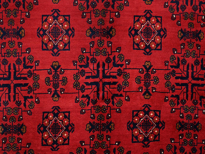 6'7" x 9'9" New Hand Knotted Red Wool Rectangle Oriental Rug - MOA1022504
