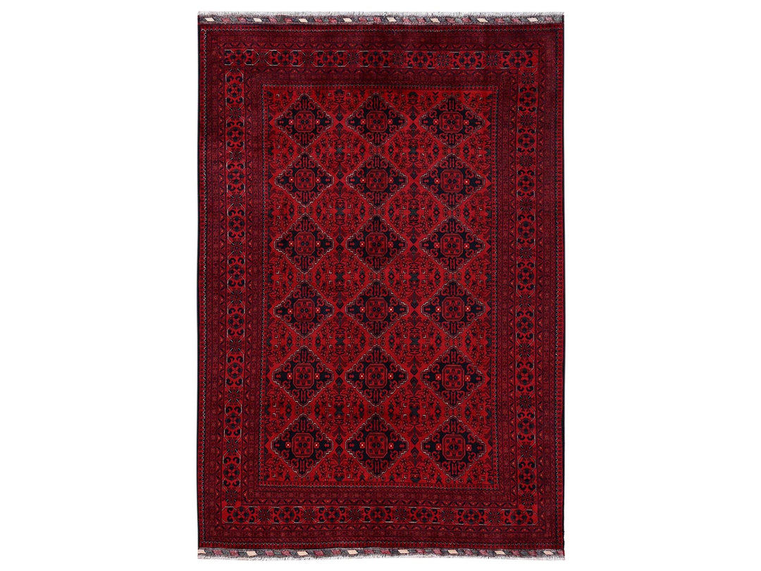 6'7" x 9'7" New Hand Knotted Red Wool Rectangle Oriental Rug - MOA1022505