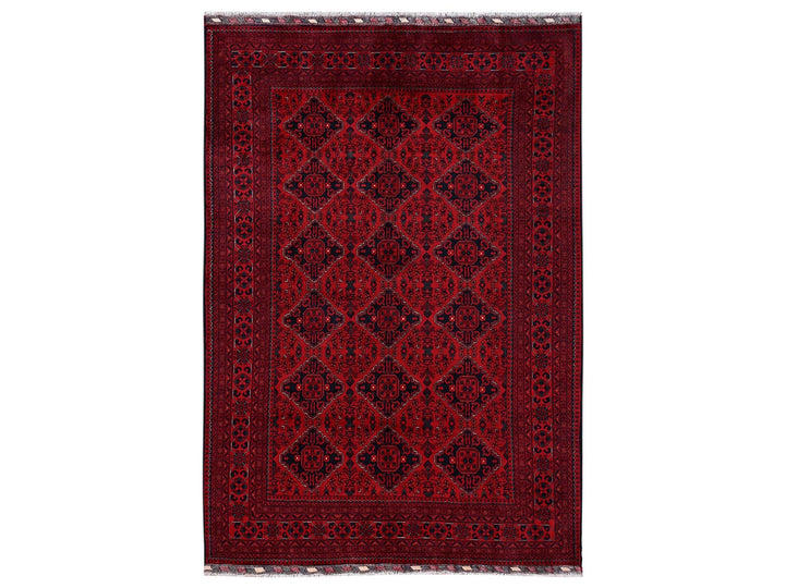 6'7" x 9'7" New Hand Knotted Red Wool Rectangle Oriental Rug - MOA1022505