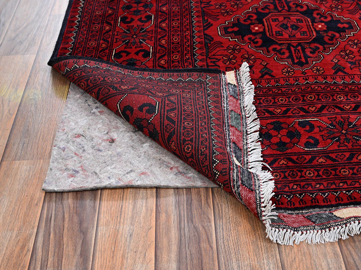 6'7" x 9'7" New Hand Knotted Red Wool Rectangle Oriental Rug - MOA1022505